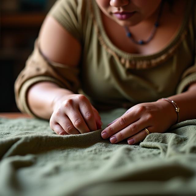 Filipino artisan creating sustainable clothing