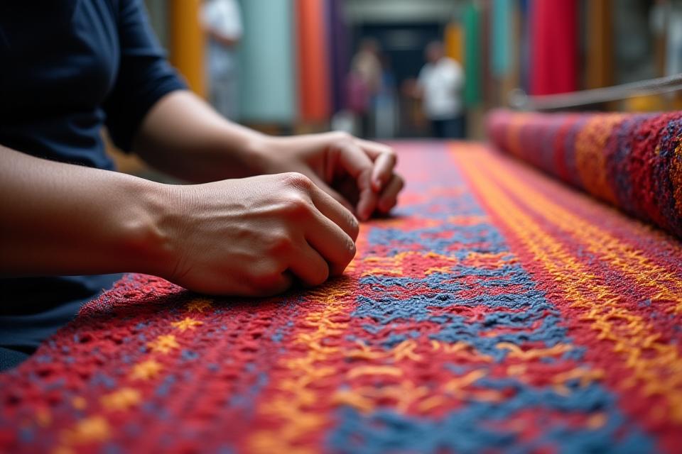Handcrafted Filipino textiles in production